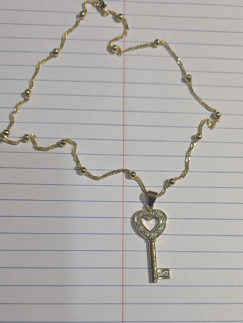 14k Gold Plated Heart Key Pendant Necklace - Women's Jewelry